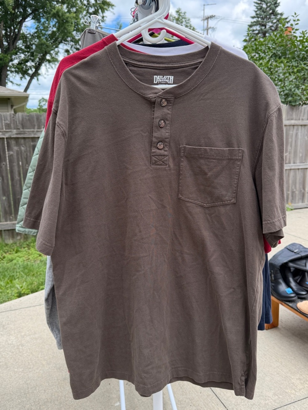 Duluth Trading Co Brown Short-Sleeve Henley Pocket Tee
